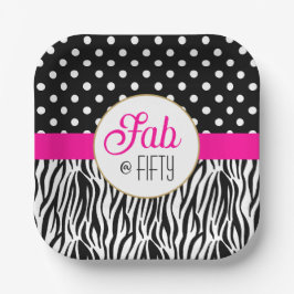 Modern Bold Fifty & Fabulous 50th Birthday Pappteller