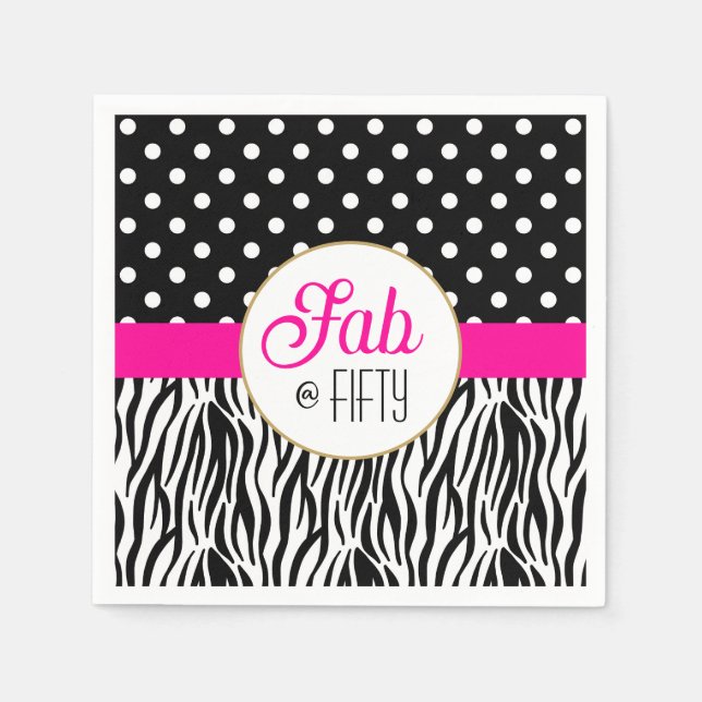 Modern Bold Fifty & Fabulous 50th Birthday Serviette (Vorderseite)