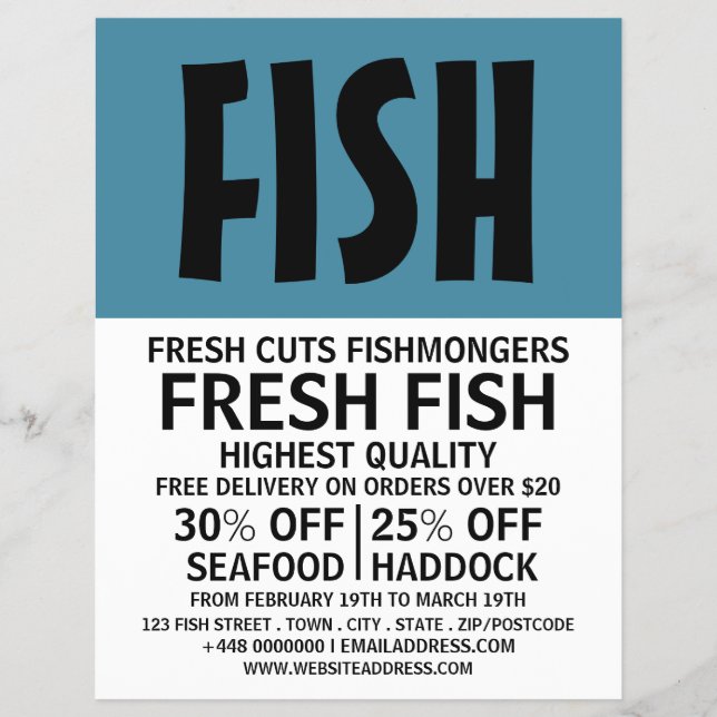 Modern Bold, Fishmonger/Ehefrau, Fischmarkt Flyer (Vorne)