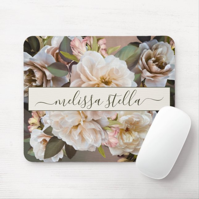 Modern Bold Floral Magnolia | Girly Gift Mousepad (Mit Mouse)