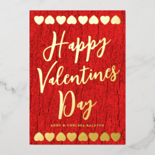 Modern Bold Gold Happy Valentine's Day Foto Card Folien Feiertagskarte