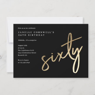 Modern Bold Gold Typ 60. Geburtstag Einladung