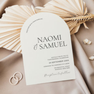 Modern Bold Names Arch Ecru Wedding Einladung