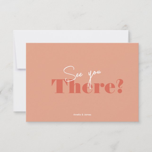 Modern bold Peach Minimalist Wedding RSVP Karte (Vorderseite)