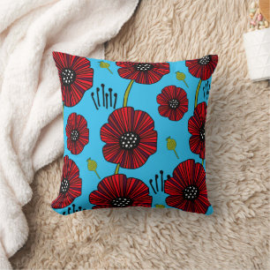 Modern Bold Red Poppy Kissen