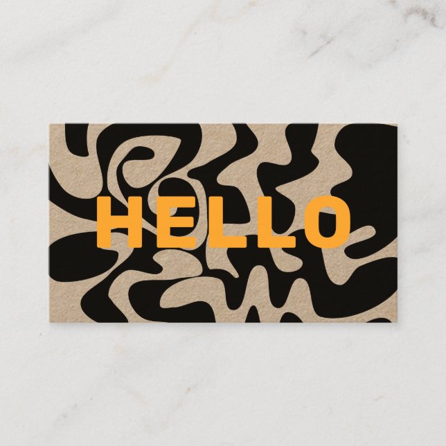 Modern Bold Schriftart Hello Black Orange Swirl Kr Visitenkarte (Vorderseite)
