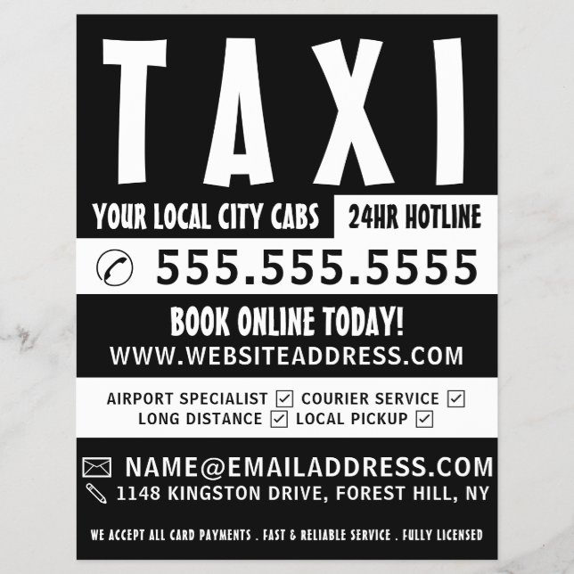 Modern Bold, Taxi Cab Firm with Price List Flyer (Vorne)