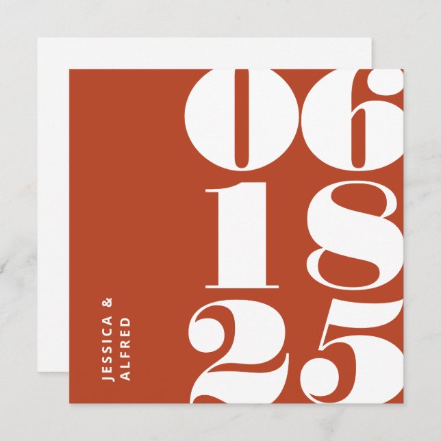 Modern Bold Terracotta Grosses Date Wedding Save The Date (Vorne/Hinten)