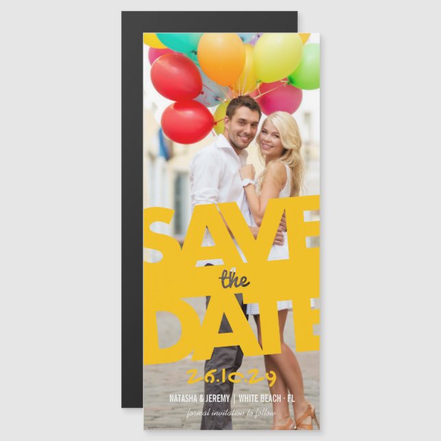 Modern Bold Tilt Save the Date Foto Magnet Card (Vorne/Hinten)