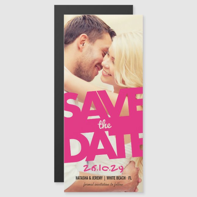 Modern Bold Tilt Save the Date Foto Magnet Card (Vorne/Hinten)