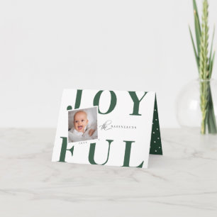 Modern Bold Type Foto Weihnachtskarte Grün Feiertagskarte