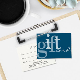 Modern Bold Typografy Deep Blue White Gift Card