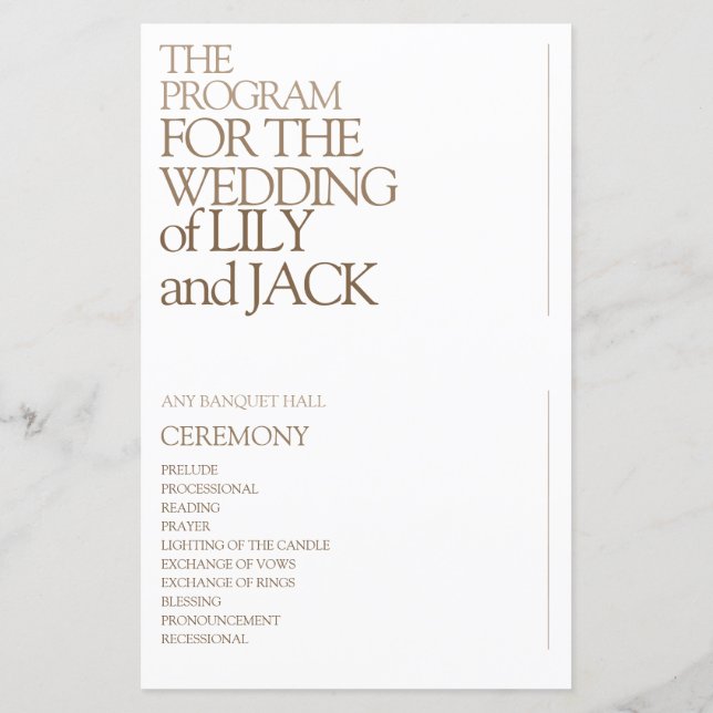 Modern Bold Typografy Save the Date Program (Rückseite)