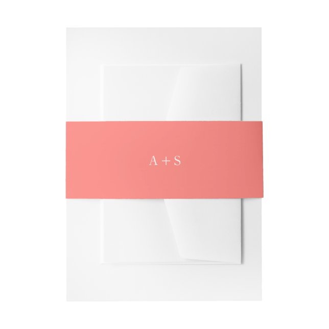 Modern Bold Vibrant Coral Monogram Simple Wedding Einladungsbanderole (Vorderseite Beispiel)
