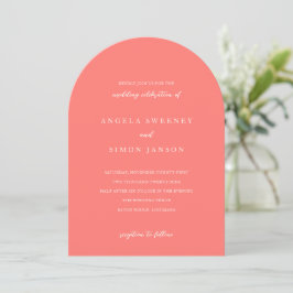 Modern Bold Vibrant Coral Simple Wedding Einladung