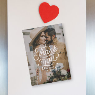 Modern Bold Vielen Dank Typografy Foto Wedding Magnet