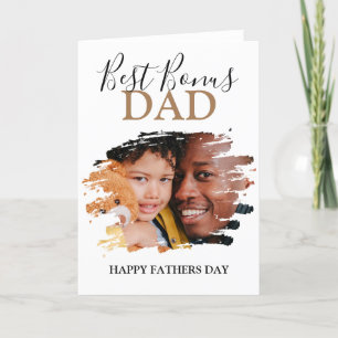 Modern Bonus Dad   Photo Fathers Day Holiday Card Feiertagskarte