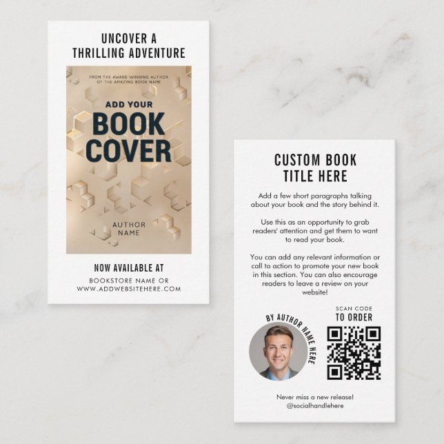 Modern Book Launch Author Marketing QR Code Visitenkarte (Vorne/Hinten)