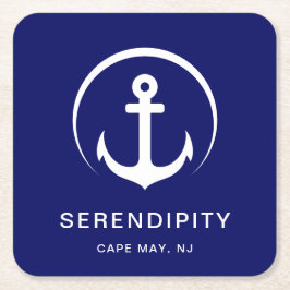 Modern Boote Monogram Navy Blue Rechteckiger Pappuntersetzer