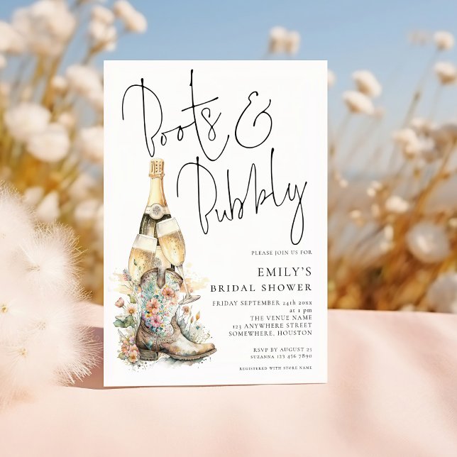 Modern Boots Bubbly Cowgirl Brautparty Einladung (Von Creator hochgeladen)