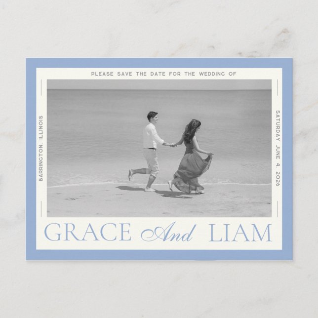 Modern Border Elegance Foto Rett Datum Postkarte (Vorderseite)