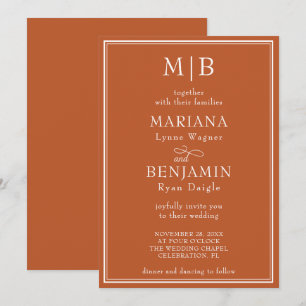 Modern Border Minimalistisch Boho Terracotta Weddi Einladung