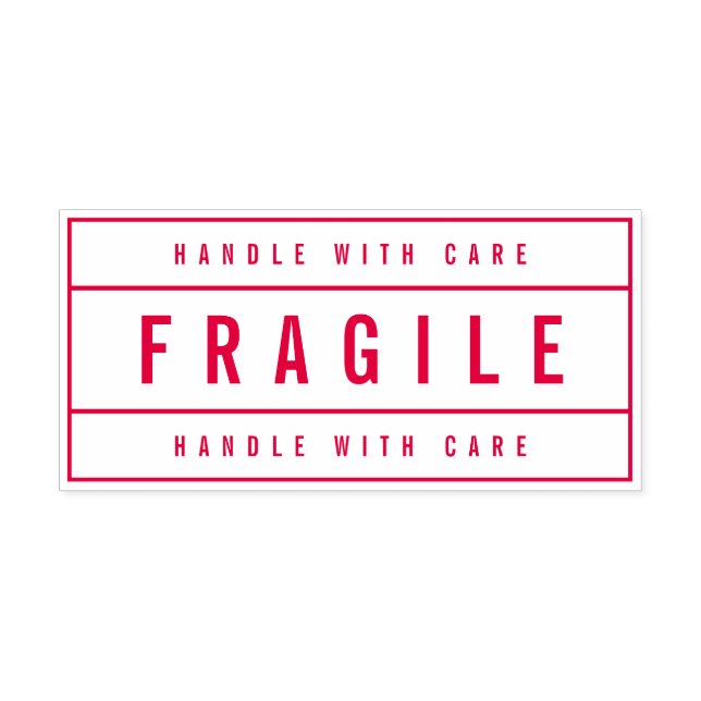 Modern Bordered Bold Handle With Care Fragile Permastempel (Design)