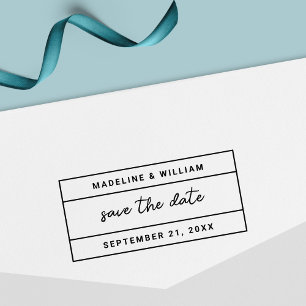 Modern Bordered Stylish Script Save the Date Permastempel
