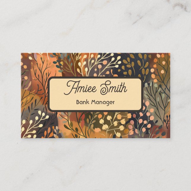 Modern Botanical Business Card with QR Code Visitenkarte (Vorderseite)