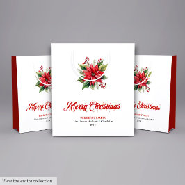 Modern Botanical Christmas Flower Holiday Bag Mittlere Geschenktüte