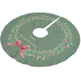 Modern Botanical Christmas Wreath  Polyester Weihnachtsbaumdecke
