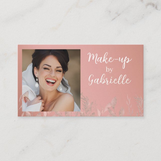 Modern Botanical Dusty Rose Boho Photo QR Code  Visitenkarte (Vorderseite)