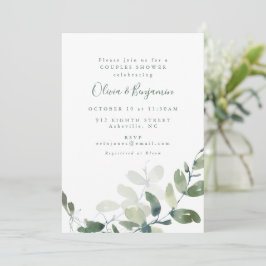 Modern Botanical Eucalyptus Boho Couples Shower Einladung