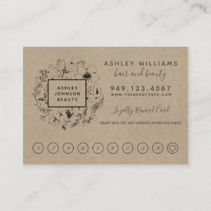 Modern Botanical Kraft Salon Loyalty Card Visitenkarte