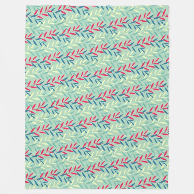 Modern Botanical Leaf Vines Seamless Pattern Art Fleecedecke (Vorderseite)