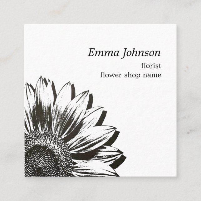 Modern Botanical Sunflower | Professional Branding Quadratische Visitenkarte (Vorderseite)