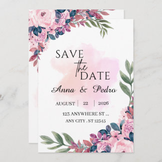 Modern Botanical Wedding Announcement Template Save The Date
