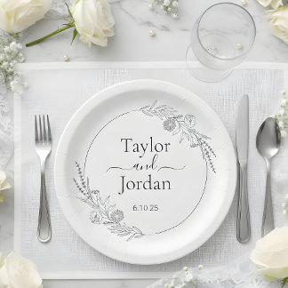 Modern Botanical Wedding Custom | Minimalist Pappteller