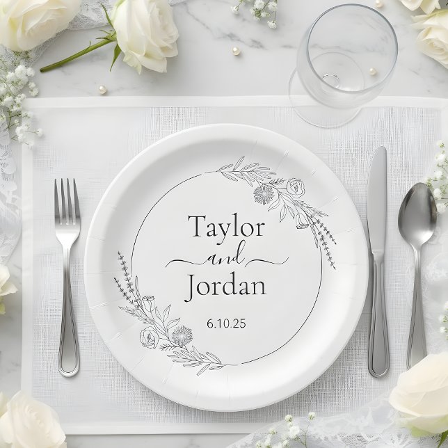 Modern Botanical Wedding Custom | Minimalist Pappteller (Von Creator hochgeladen)