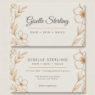 Modern Botanische Kupfer Taupe Name Typografie Visitenkarte