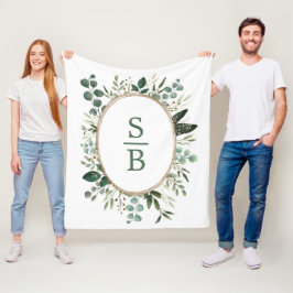 Modern Botanischer Grüner Hochzeitstag Fleecedecke