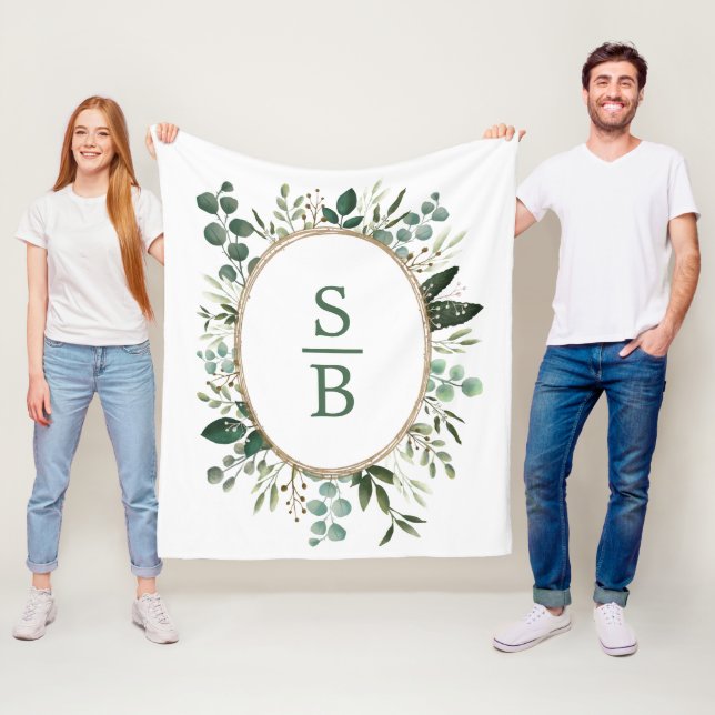 Modern Botanischer Grüner Hochzeitstag Fleecedecke (Beispiel)