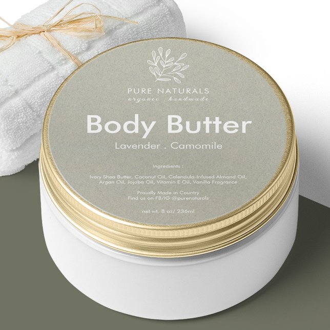 Modern Botanisches Leaf Logo Grün neutrales Produk Runder Aufkleber (Von Creator hochgeladen)