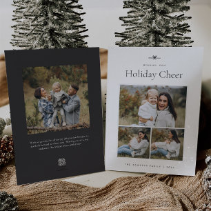 Modern Bow   Einfaches Minimal 3-Foto Feiertagskarte