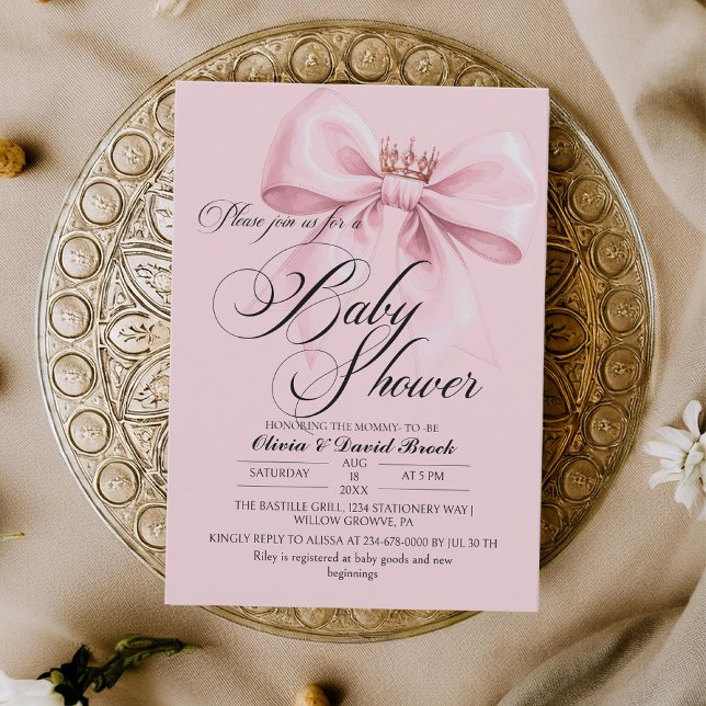 Modern Bow Pink Baby Shower Einladung (Von Creator hochgeladen)
