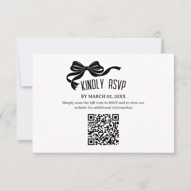 Modern Bow RSVP card with QR code  (Vorderseite)