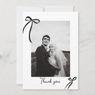 Modern Bow Wedding Foto Dankeschön Card Dankeskarte