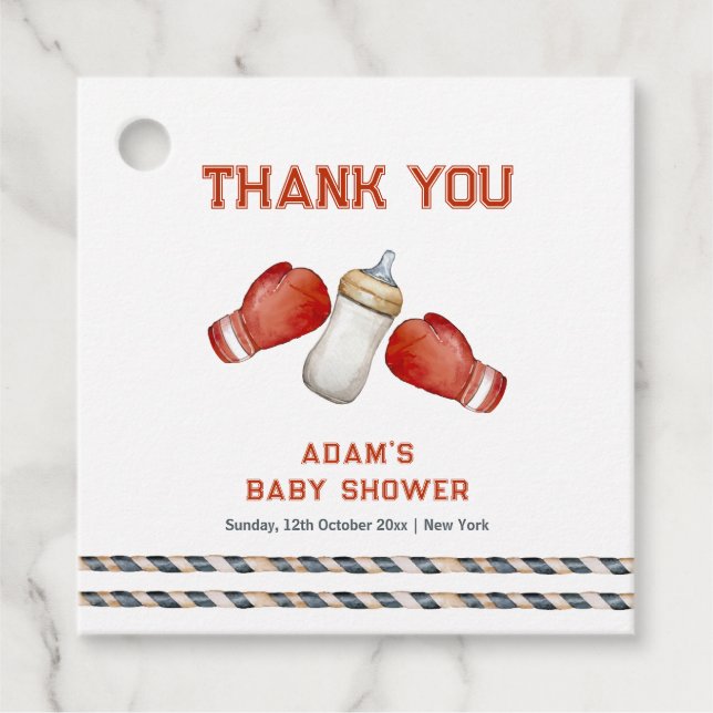 Modern Boxing Little Champion Baby Shower  Geschenkanhänger (Vorderseite)