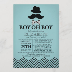 Modern Boy Oh Boy Little Man Mustache Babydusche Einladung