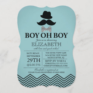 Modern Boy Oh Boy Little Man Mustache Babydusche Einladung